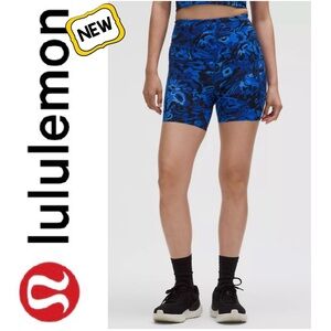 New LULULEMON Fast and Free 6" Short Flower Meld Galactic Cobalt Pockets Women 4